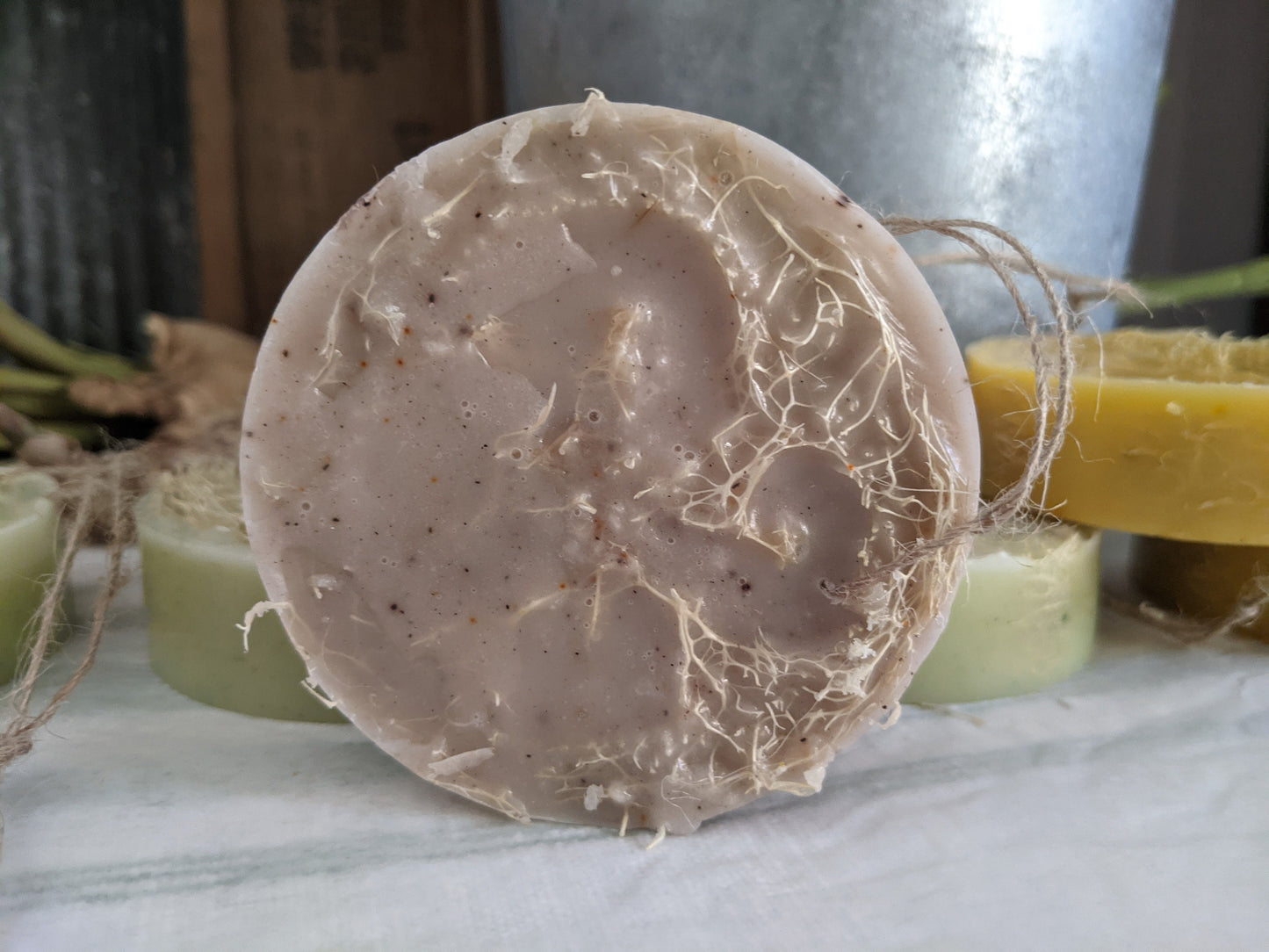 Exfoliating Goats Milk Loofah Soap | Handmade Organic Luffa soap | Foot soap scrub - choose your scent | Goats Milk Luffa Soap on a rope