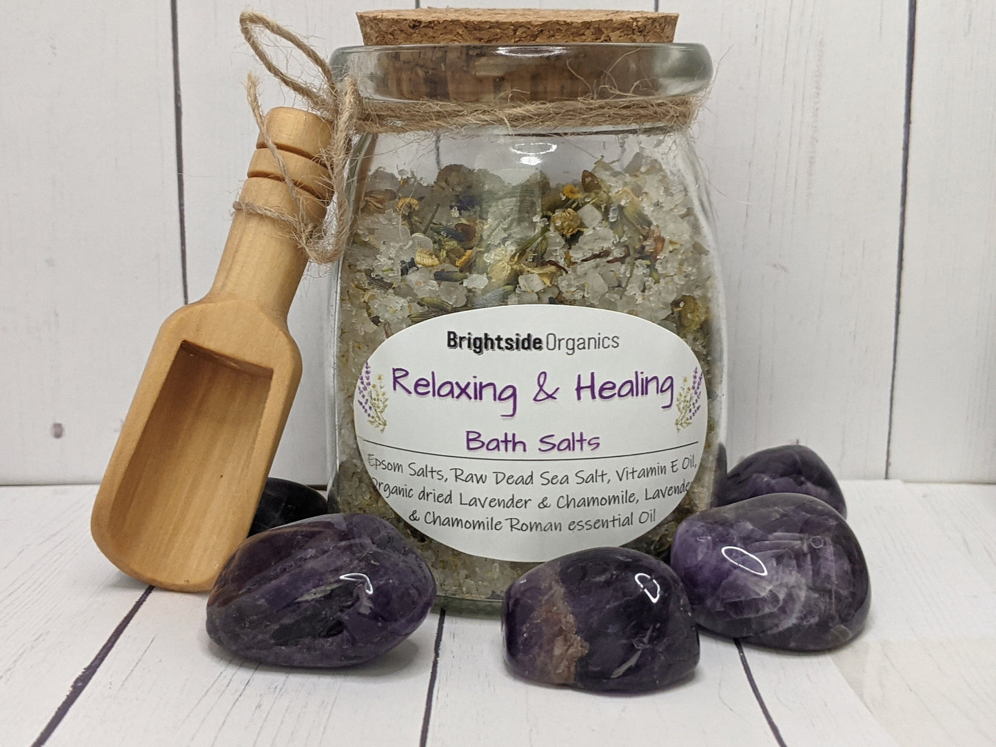 Healing Bath Salts with Amethyst |Bath Salts for relaxation | Organic Bath Salts with crystals for calm and balance