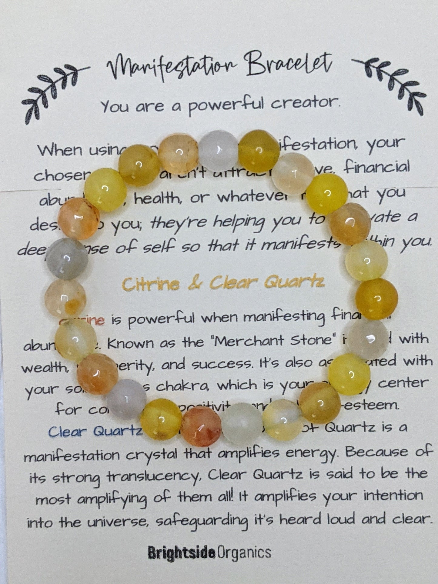 Manifestation Crystal Bracelet with Citrine and Clear Quartz | Manifest Abundance Bracelet with Crystals | Citrine Manifestation Bracelet