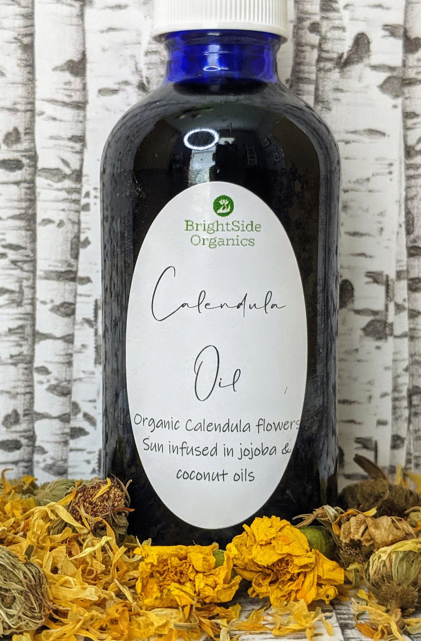 Organic Calendula Oil Sun infused flowers in jojoba & coconut oil