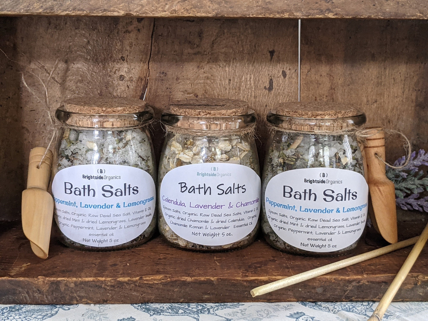 Organic Bath Salt Set with Herbs | Healing Bath Salt with herbs | Relaxing Bath Salts Gift Set | Detox Bath Salts | Healing Bath Salts