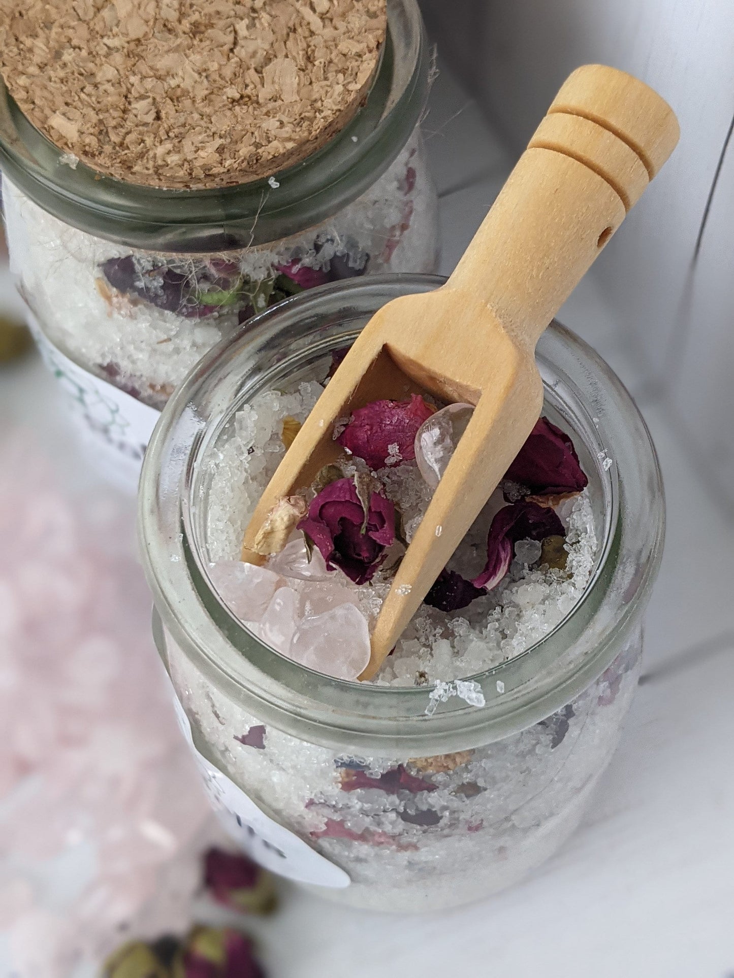 Healing Bath Salts with Rose Quartz | Bath Salts for Heart Chakra cleansing | Bath Salts for bath ritual healing with Rose Quartz