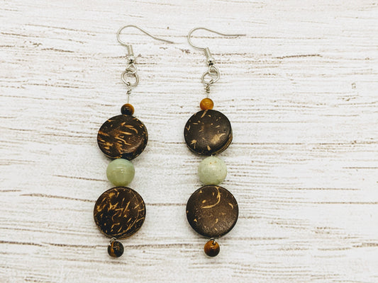 Earth Hippie Mama Boho Dangle Earrings for Fall | Bohemian Handmade Dangle Earrings | Stone & Wood Boho Dangle earrings