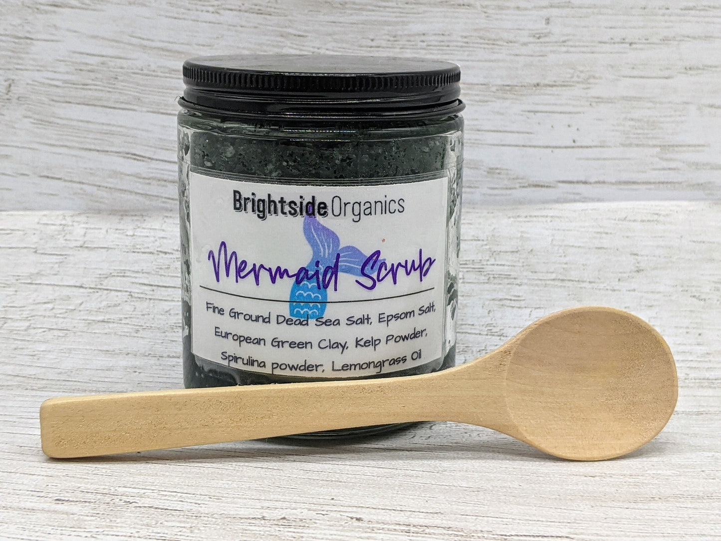 Mermaid Body Scrub with Dead Sea Salts & Kelp | All Natural Detox Body Scrub Green Clay | Gifts for Her | Valentine's Gifts