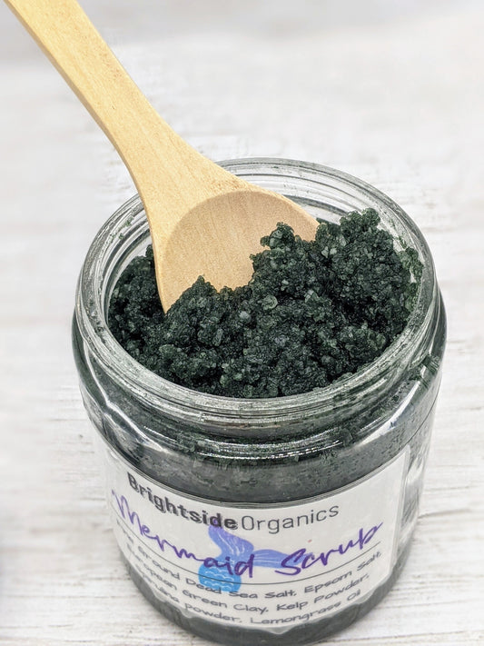 Mermaid Body Scrub with Dead Sea Salts & Kelp | All Natural Detox Body Scrub Green Clay | Gifts for Her | Valentine's Gifts