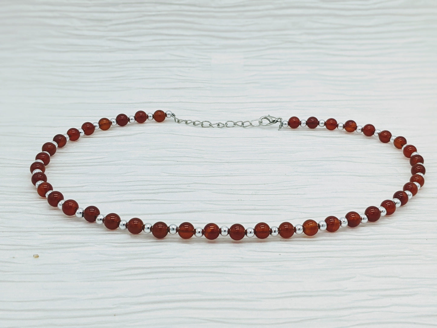 Carnelian Beaded Necklace | Carnelian Choker with Red and Orange Beads | Ethnic Healing Jewelry | Stone Necklace for her