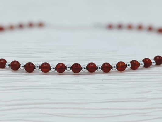 Carnelian Beaded Necklace | Carnelian Choker with Red and Orange Beads | Ethnic Healing Jewelry | Stone Necklace for her
