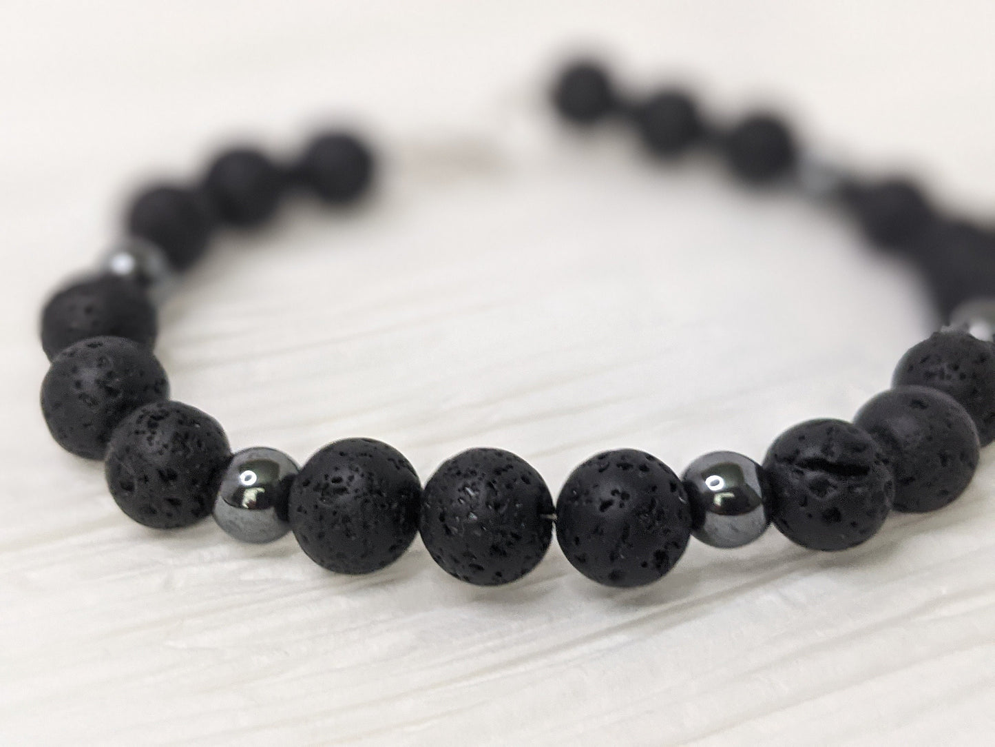 Healing Bracelet with Lava Rock + Hematite | Hematite Grounding Bracelet with Lava Stones | Aromatherapy Bracelet with Hematite & Lava rock