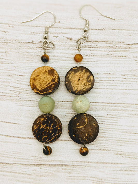 Earth Hippie Mama Boho Dangle Earrings for Fall | Bohemian Handmade Dangle Earrings | Stone & Wood Boho Dangle earrings