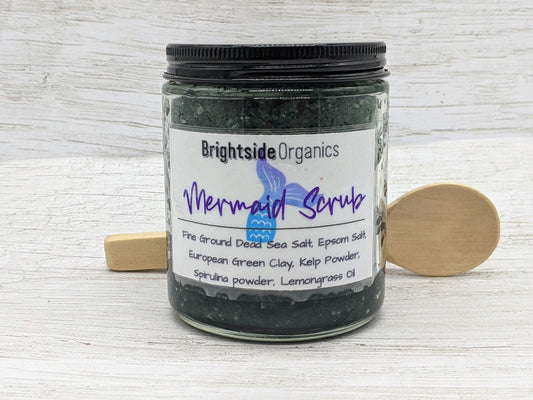 Mermaid Body Scrub with Dead Sea Salts & Kelp | All Natural Detox Body Scrub Green Clay | Gifts for Her | Valentine's Gifts