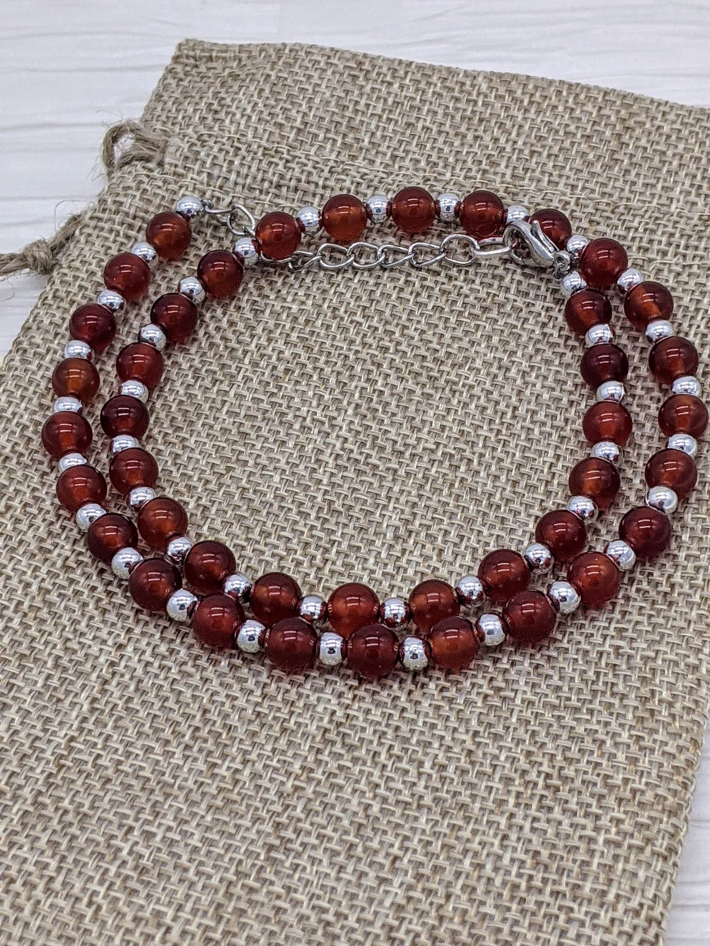 Carnelian Beaded Necklace | Carnelian Choker with Red and Orange Beads | Ethnic Healing Jewelry | Stone Necklace for her