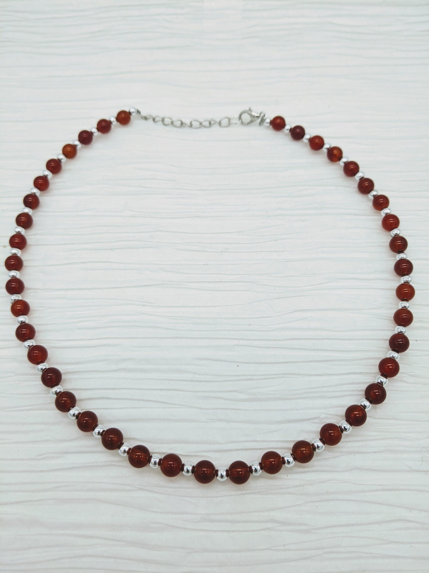 Carnelian Beaded Necklace | Carnelian Choker with Red and Orange Beads | Ethnic Healing Jewelry | Stone Necklace for her