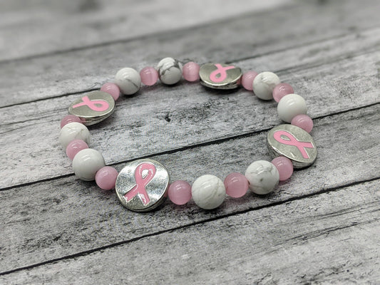 Handmade Breast Cancer Awareness Bracelet |  Pink Breast Cancer Beaded Bracelet| Breast Cancer Survivor Gift | Breast Cancer Jewelry