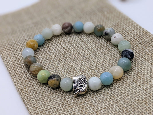 Amazonite Stacking Bracelet Quartz | Genuine Crystal Bracelet | Handmade Jewelry | Smoky Quartz Stretch Bracelet | Gemstone Bracelet