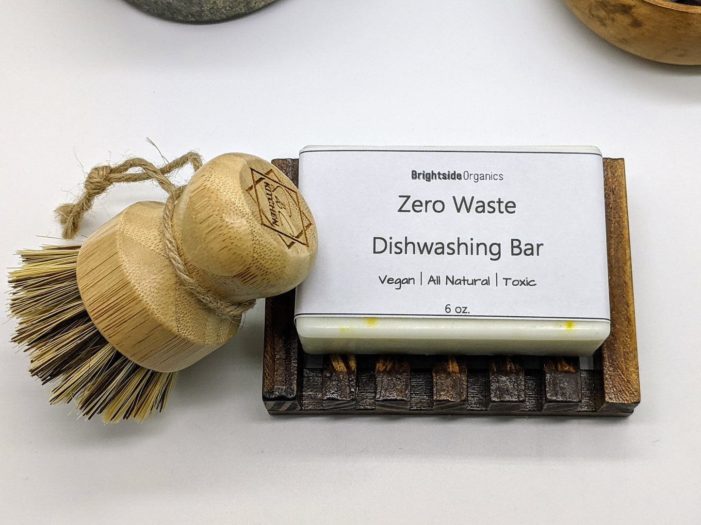 Organic Dish Washing Soap Bar | Zero Waste Vegan Dish Soap Bar | Eco Friendly Dish Soap Set | Bamboo Soap Dish + Waste zero Dish soap