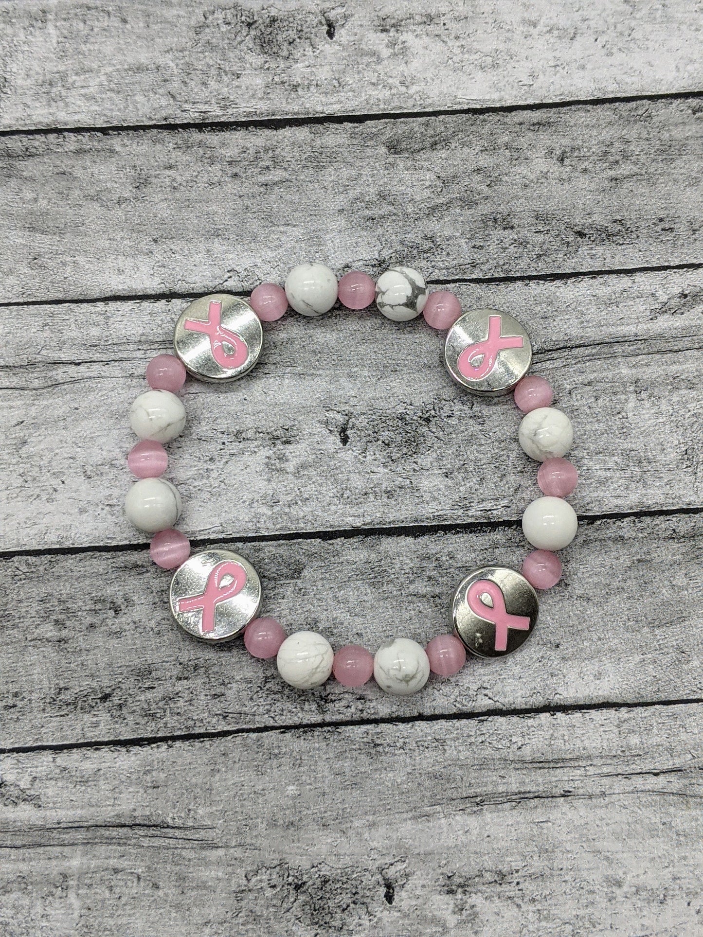 Handmade Breast Cancer Awareness Bracelet |  Pink Breast Cancer Beaded Bracelet| Breast Cancer Survivor Gift | Breast Cancer Jewelry