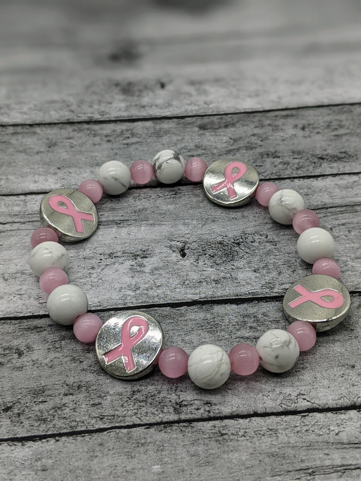 Handmade Breast Cancer Awareness Bracelet |  Pink Breast Cancer Beaded Bracelet| Breast Cancer Survivor Gift | Breast Cancer Jewelry