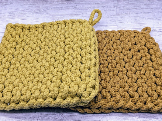 8"x8" Crocheted Pot Holder/Trivet | Cotton Crocheted Pot Holder | Cozy Boho Kitchen Decor | Crocheted Cotton Warming plate