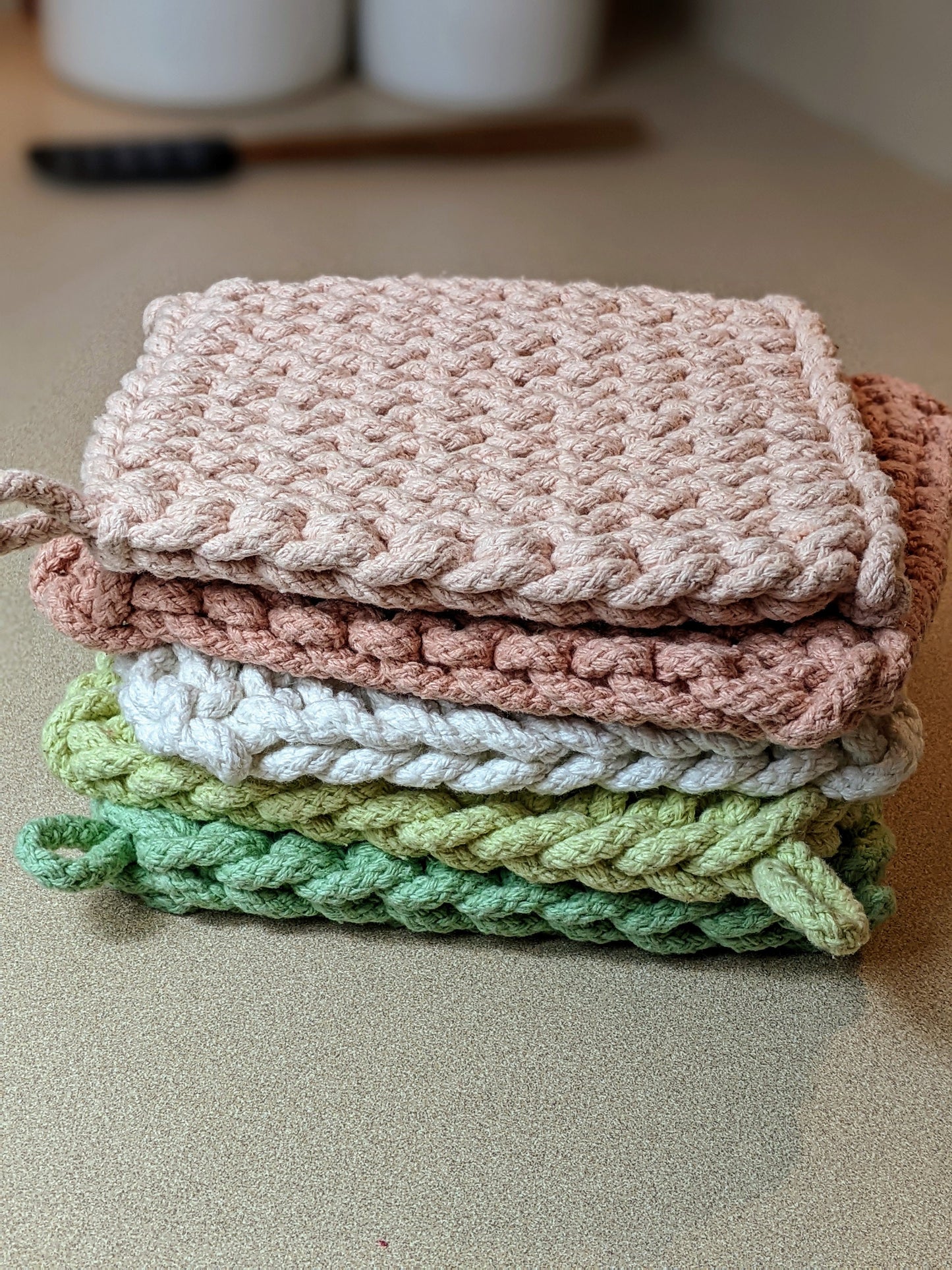 8"x8" Crocheted Pot Holder/Trivet | Cotton Crocheted Pot Holder | Cozy Boho Kitchen Decor | Crocheted Cotton Warming plate