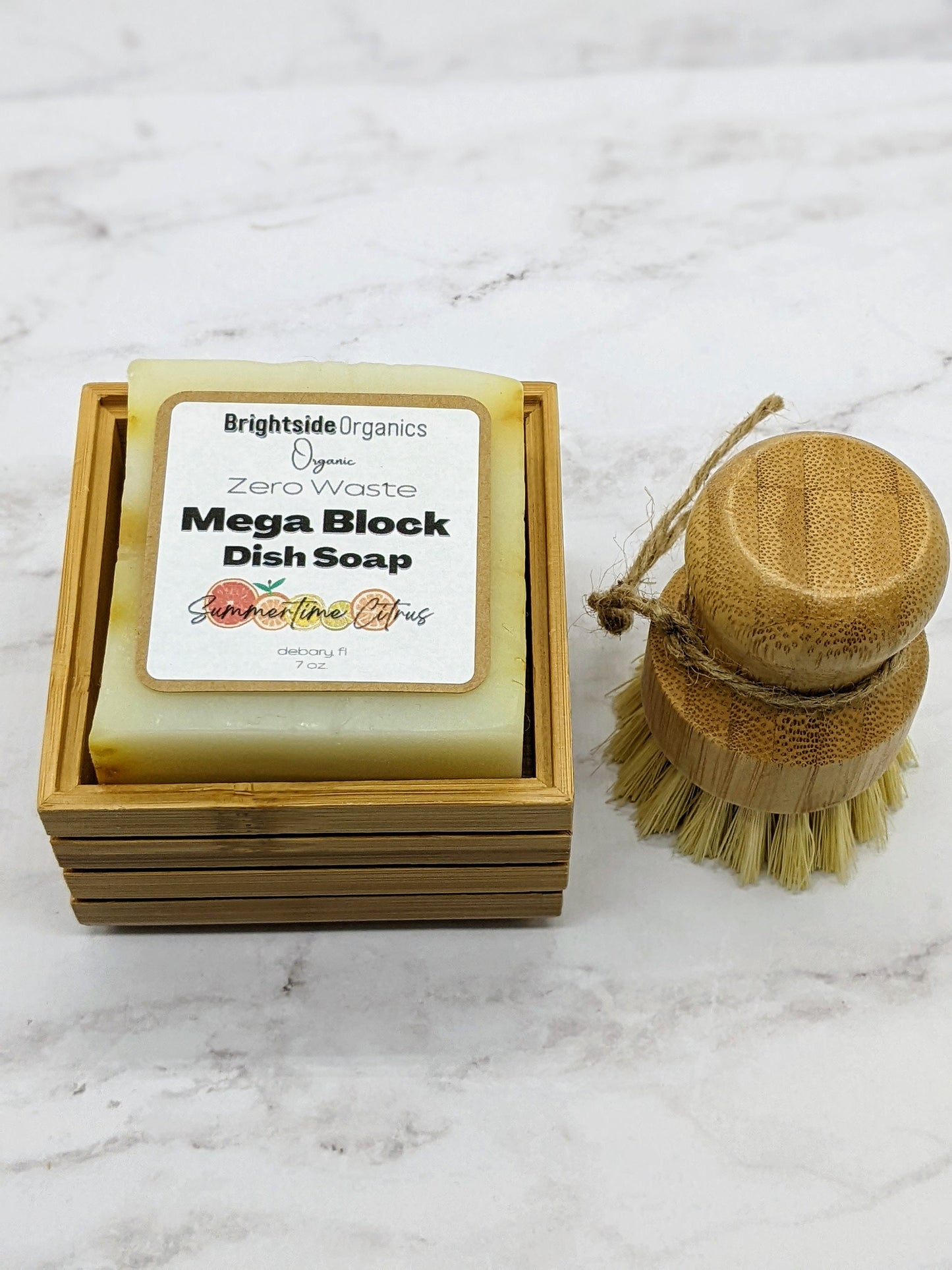 Zero Waste Dish Mega Block | Eco Friendly Dish Soap | Vegan Dish Soap | Organic Dishwashing Soap | Ceramic Dish Soap Set in Kitchen Lemon